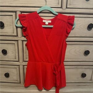 Red dressy wrap shirt